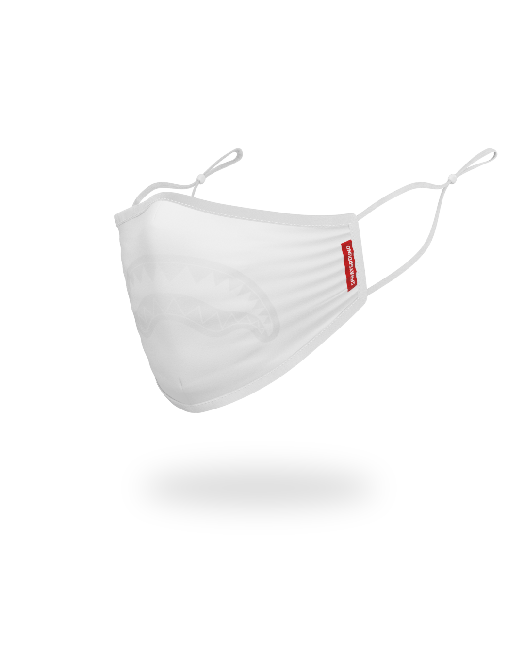 ADULT WHITE ON WHITE SHARK FORM-FITTING FACE MASK - Image 2